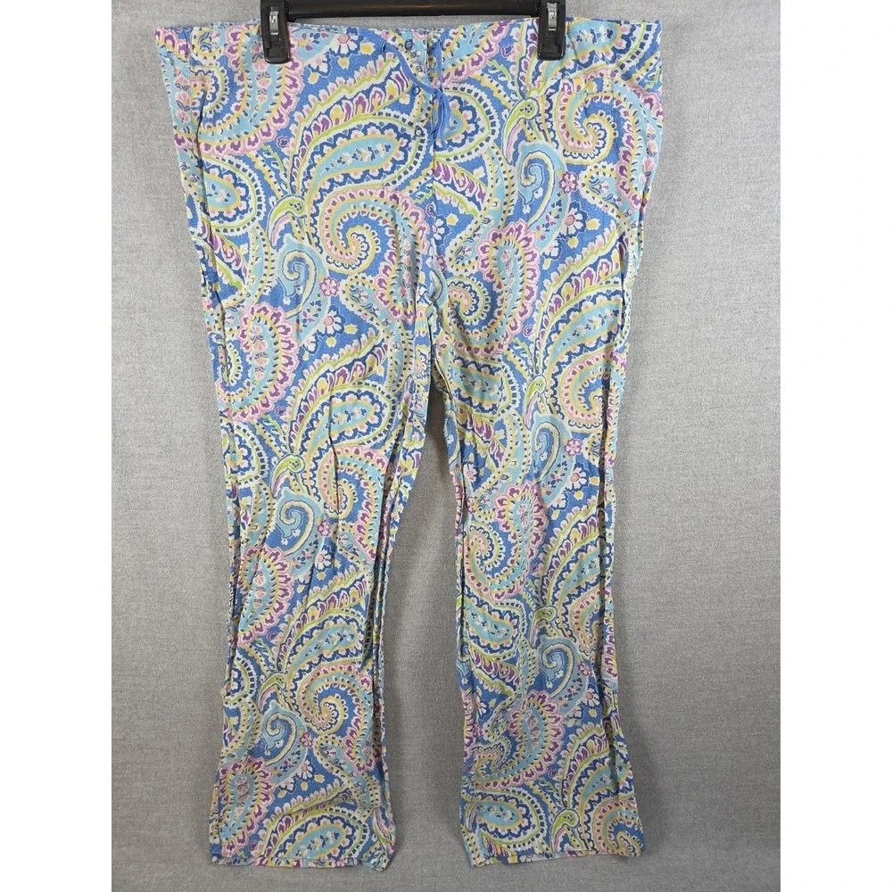 Vera Bradley Pajama Lounge Pants L Scrub Bottom Style Colorful Paisley Boho Y2K